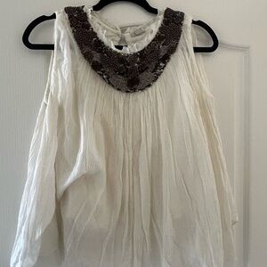 Urban Outfitters White Pleated Bib Collar Blouse